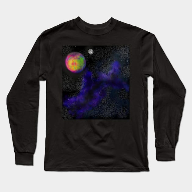 Planet and Moon Long Sleeve T-Shirt by Electric Mermaid